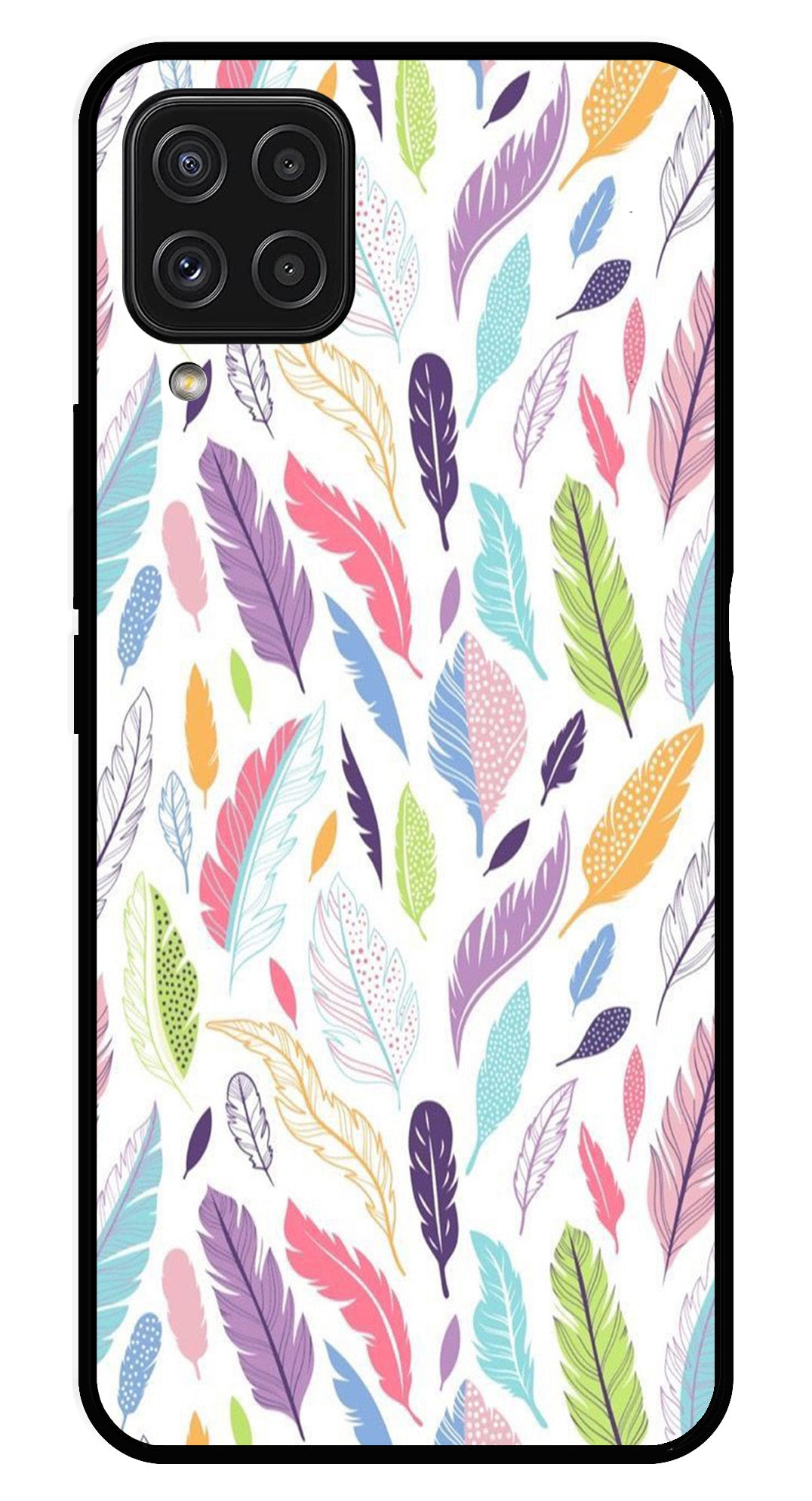 Colorful Feathers Metal Mobile Case for Samsung Galaxy A22 4G Colorful Feathers Metal Mobile Case for Samsung Galaxy A22 4G (Design No -06)