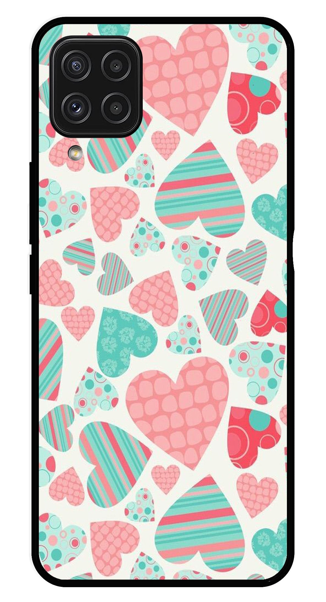 Hearts Pattern Metal Mobile Case for Samsung Galaxy A22 4G Hearts Pattern Metal Mobile Case for Samsung Galaxy A22 4G (Design No -22)