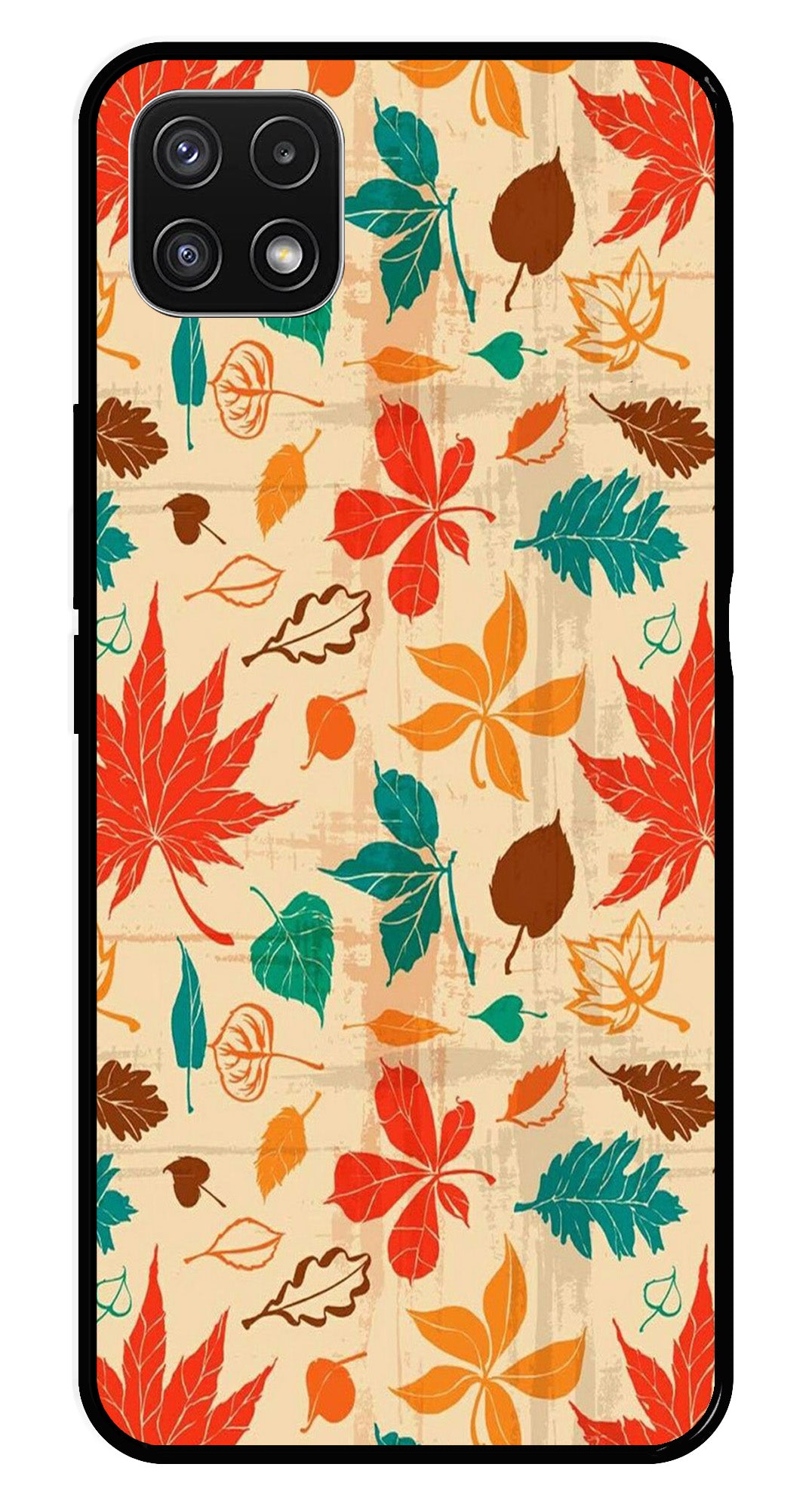 Leafs Design Metal Mobile Case for Samsung Galaxy A22 5G Leafs Design Metal Mobile Case for Samsung Galaxy A22 5G (Design No -14)