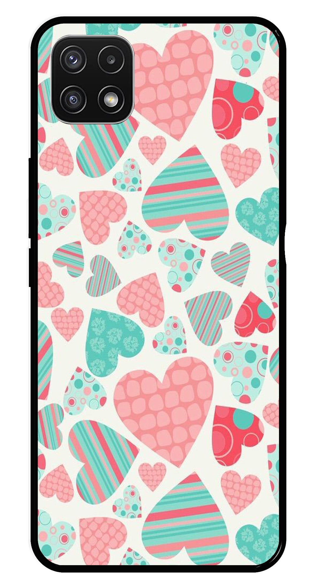 Hearts Pattern Metal Mobile Case for Samsung Galaxy A22 5G Hearts Pattern Metal Mobile Case for Samsung Galaxy A22 5G (Design No -22)