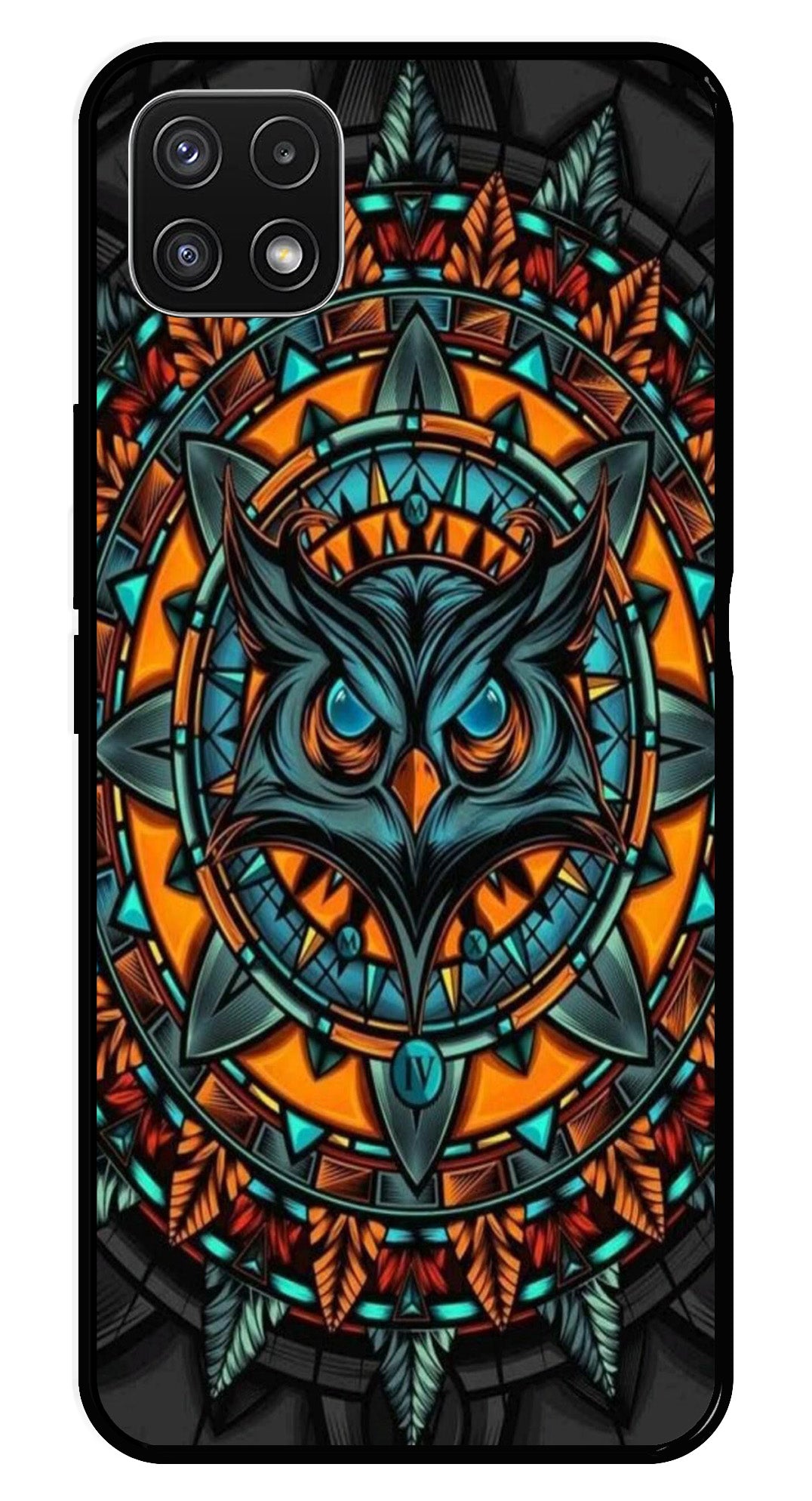 Owl Pattern Metal Mobile Case for Samsung Galaxy A22 5G Owl Pattern Metal Mobile Case for Samsung Galaxy A22 5G (Design No -42)