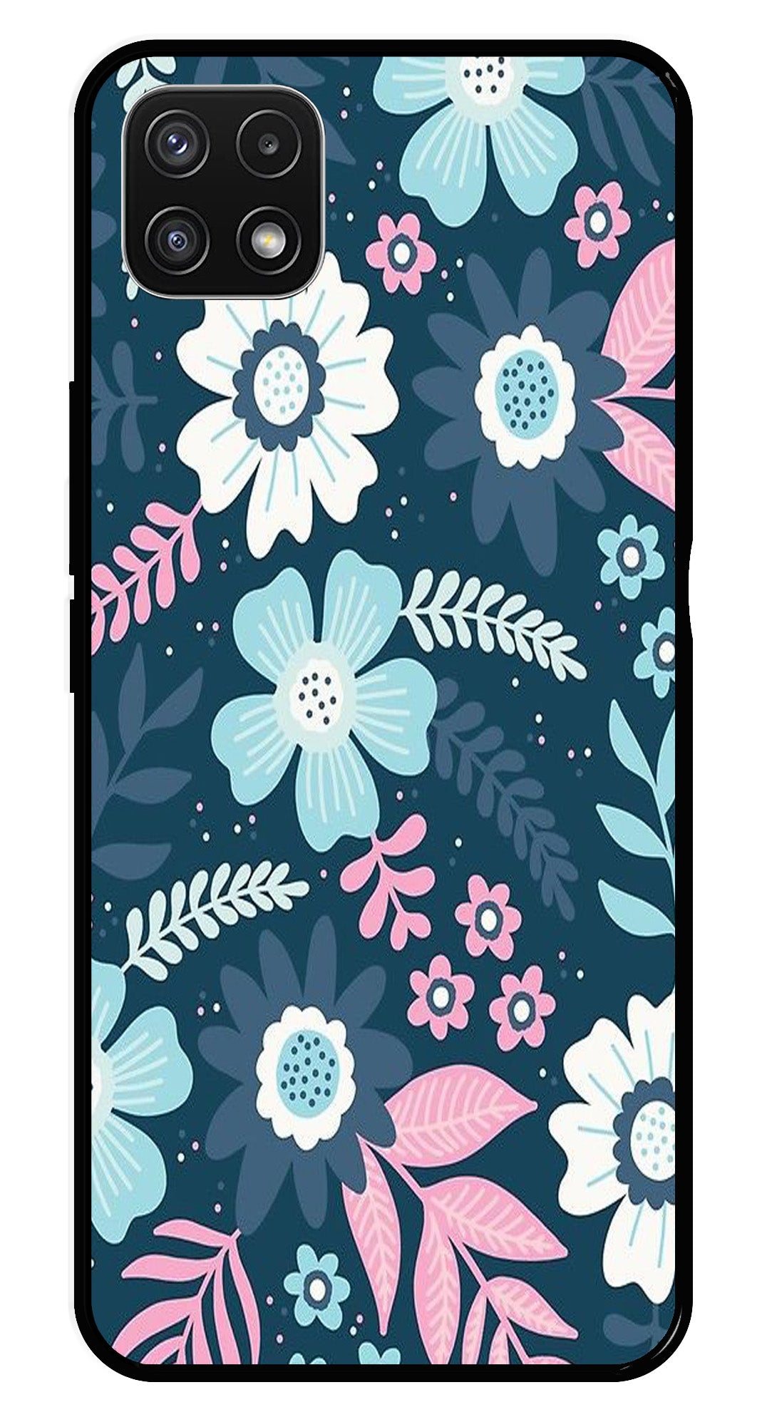Flower Leaves Design Metal Mobile Case for Samsung Galaxy A22 5G Flower Leaves Design Metal Mobile Case for Samsung Galaxy A22 5G (Design No -50)