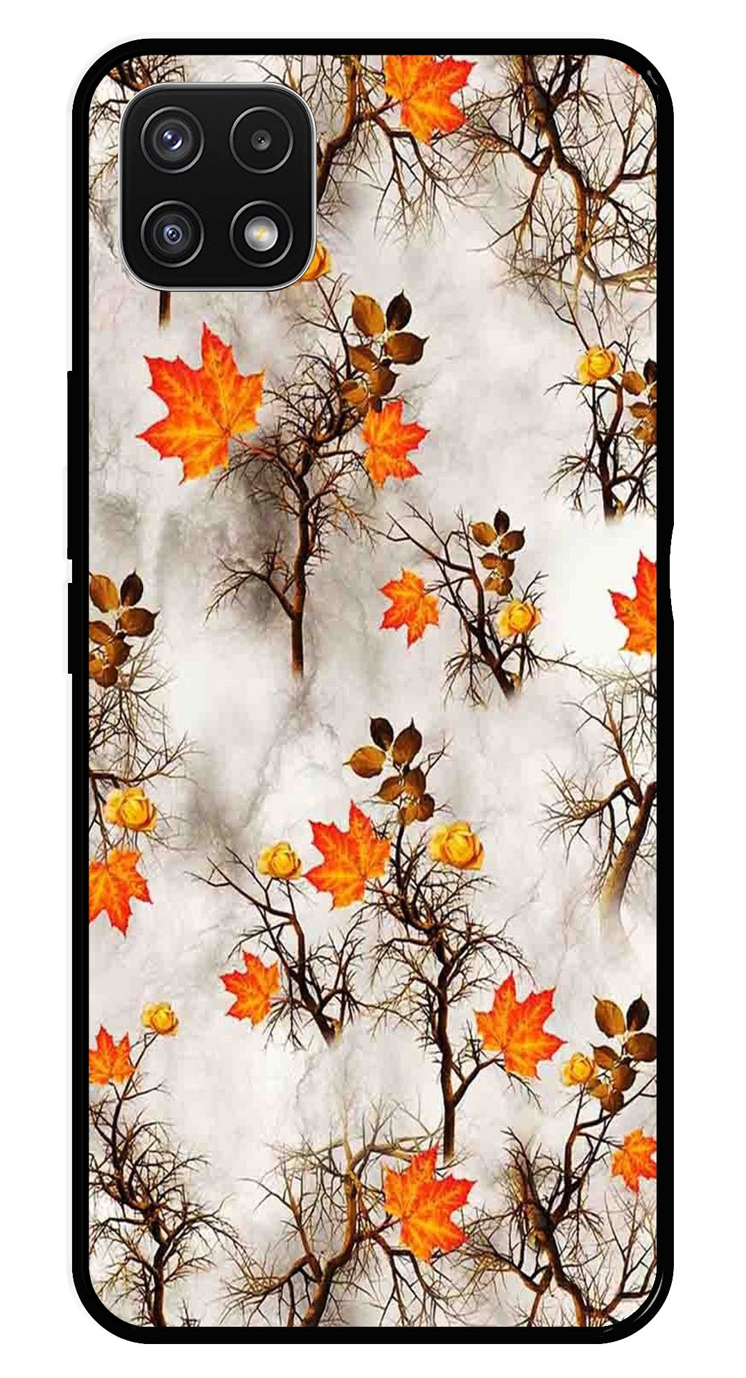 Autumn leaves Metal Mobile Case for Samsung Galaxy A22 5G Autumn leaves Metal Mobile Case for Samsung Galaxy A22 5G (Design No -55)