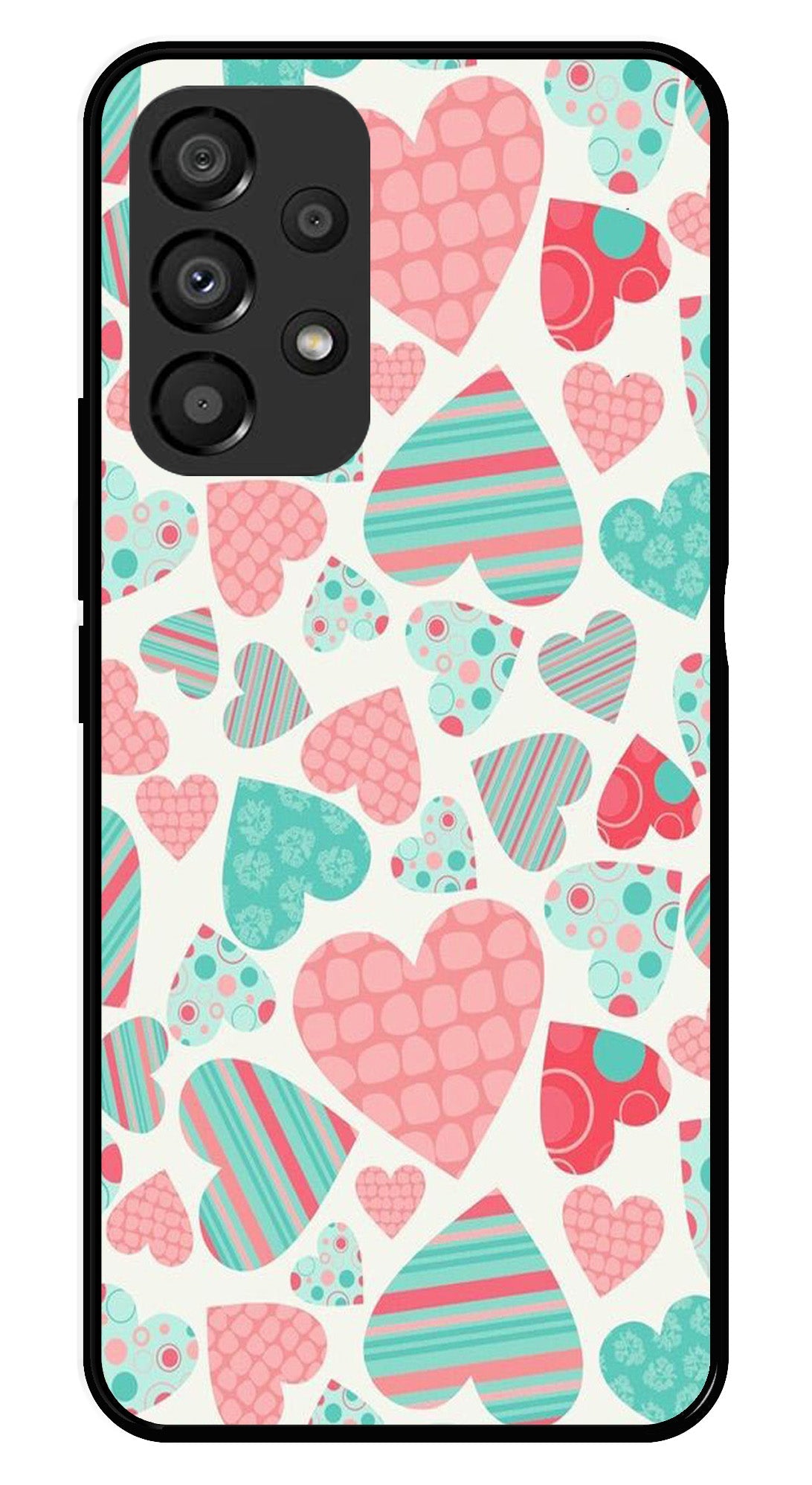 Hearts Pattern Metal Mobile Case for Samsung Galaxy A33 5G Hearts Pattern Metal Mobile Case for Samsung Galaxy A33 5G (Design No -22)