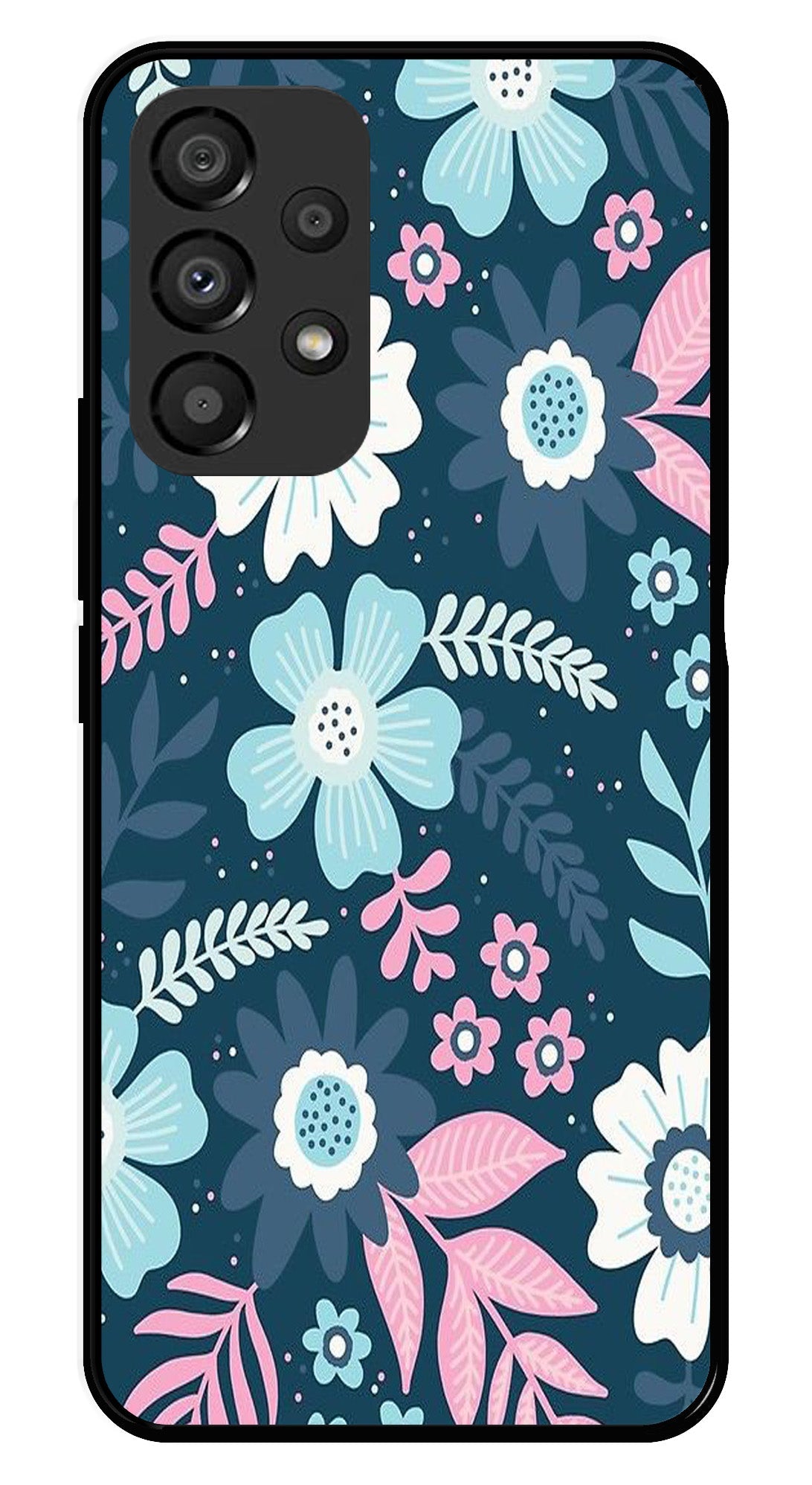 Flower Leaves Design Metal Mobile Case for Samsung Galaxy A33 5G Flower Leaves Design Metal Mobile Case for Samsung Galaxy A33 5G (Design No -50)