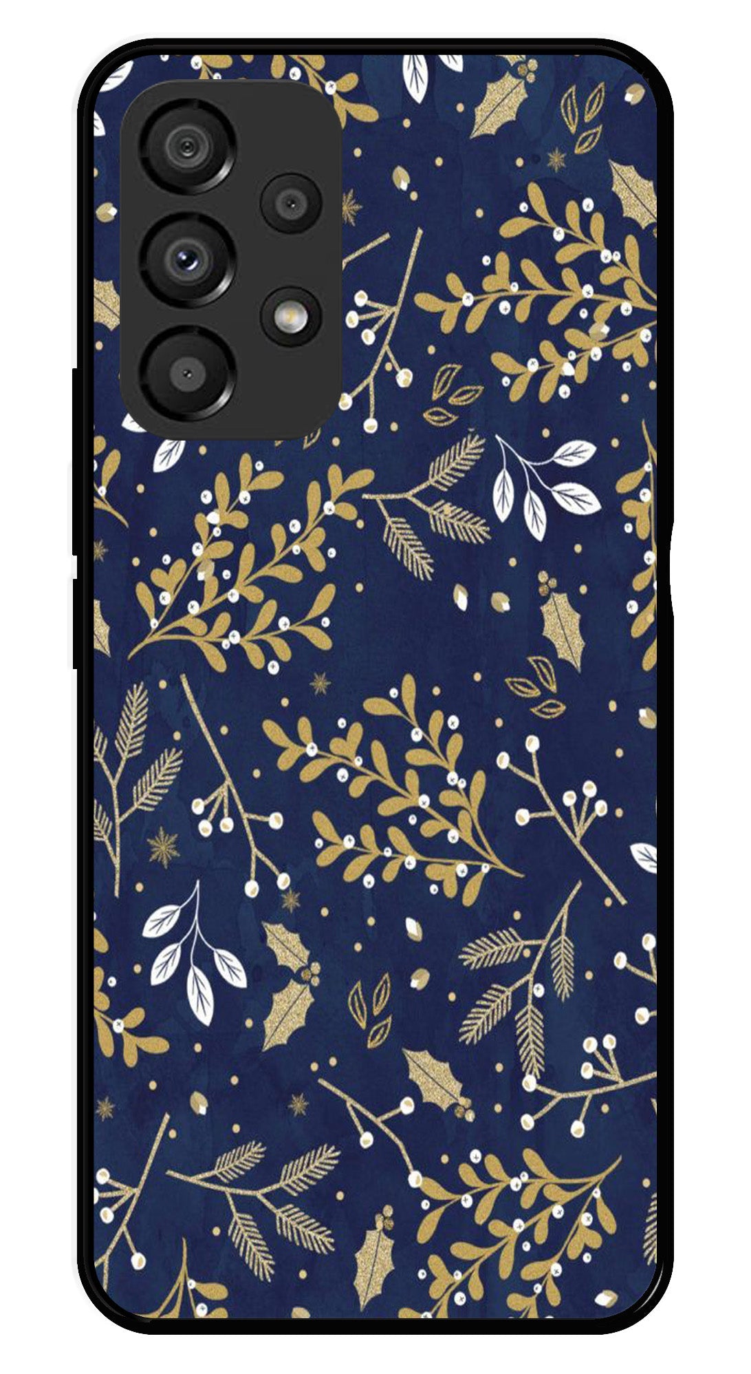 Floral Pattern Metal Mobile Case for Samsung Galaxy A33 5G (Design No -52)