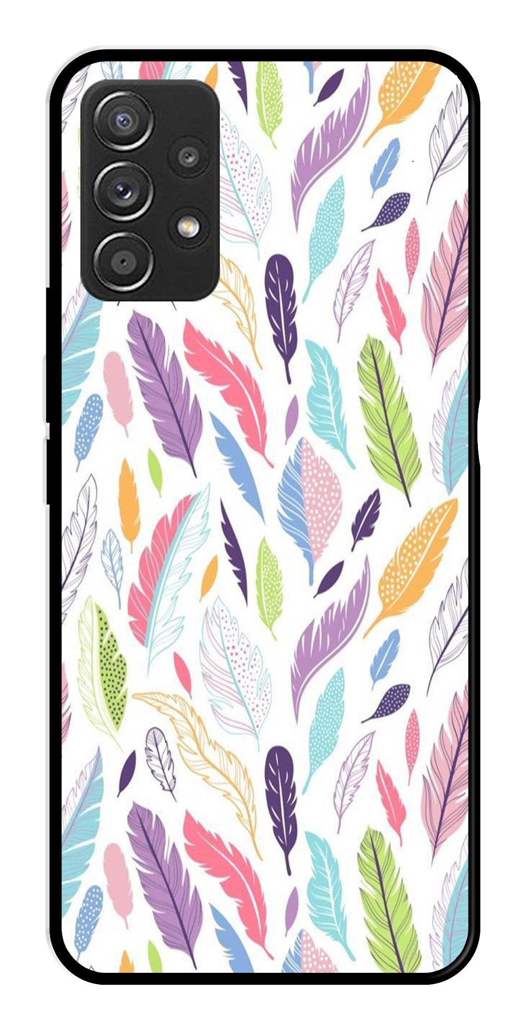 Colorful Feathers Metal Mobile Case for Samsung Galaxy A52 4G Colorful Feathers Metal Mobile Case for Samsung Galaxy A52 4G (Design No -06)