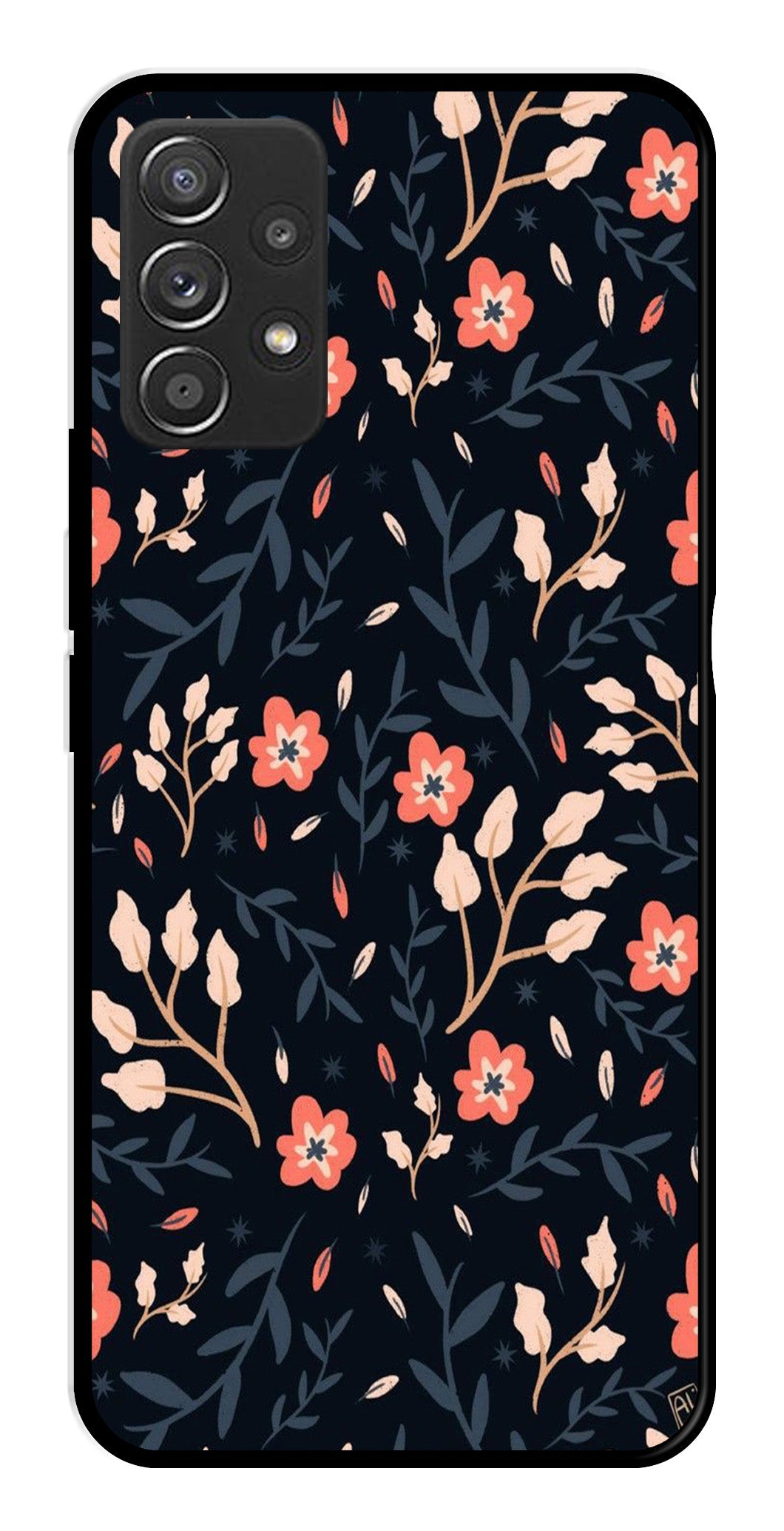 Floral Pattern Metal Mobile Case for Samsung Galaxy A52 4G Floral Pattern Metal Mobile Case for Samsung Galaxy A52 4G (Design No -10)