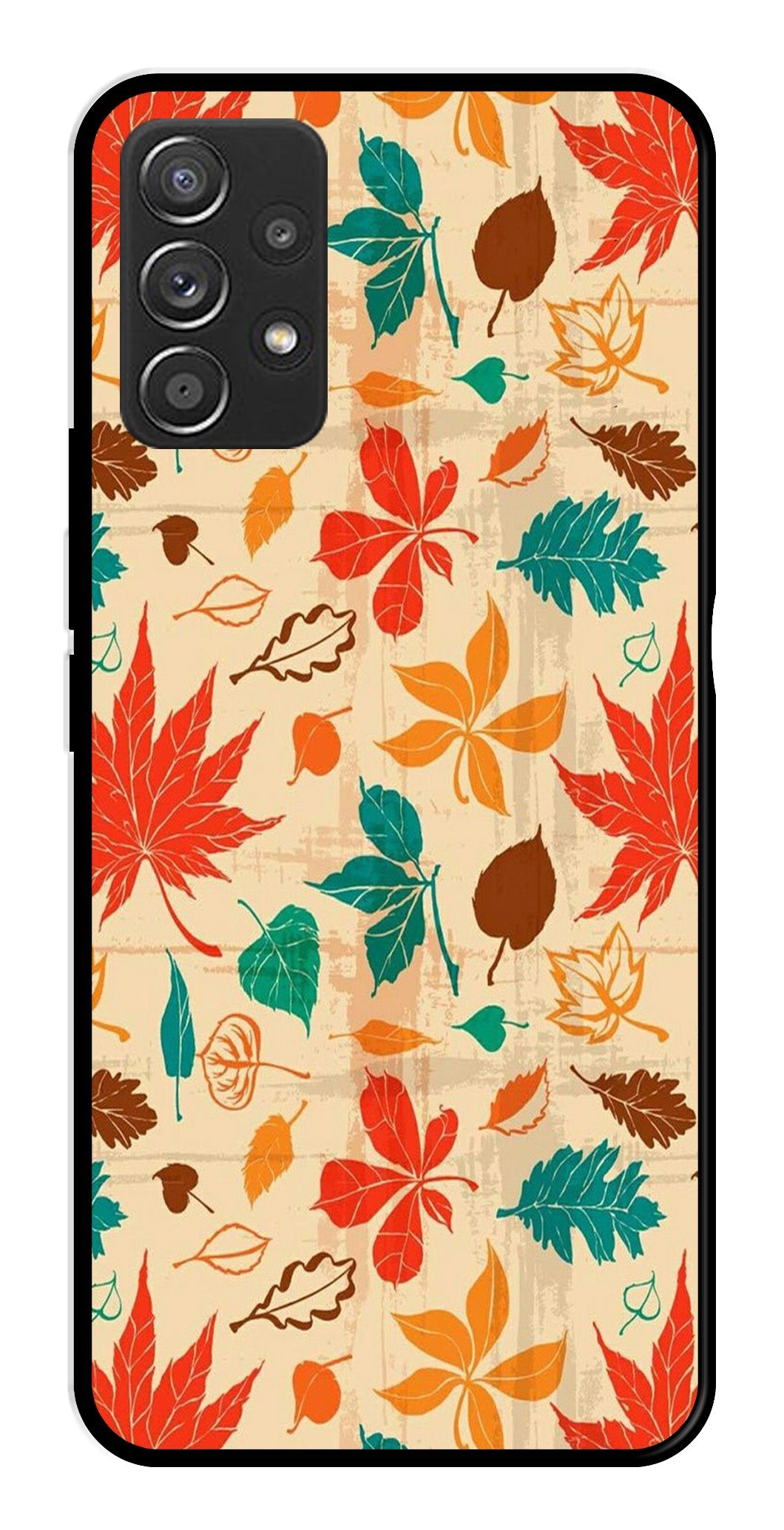 Leafs Design Metal Mobile Case for Samsung Galaxy A52 4G Leafs Design Metal Mobile Case for Samsung Galaxy A52 4G (Design No -14)