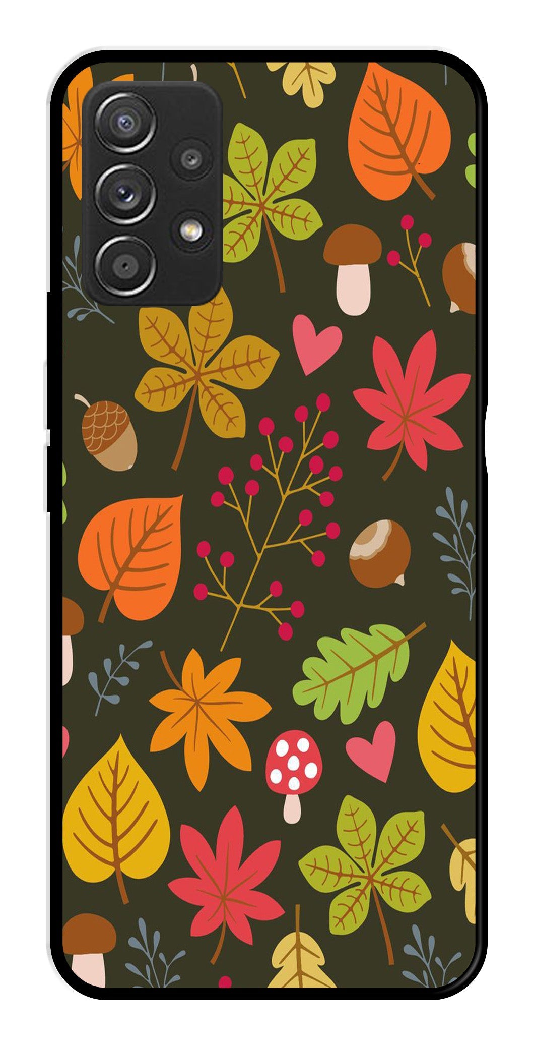 Leaves Design Metal Mobile Case for Samsung Galaxy A52 4G (Design No -51)