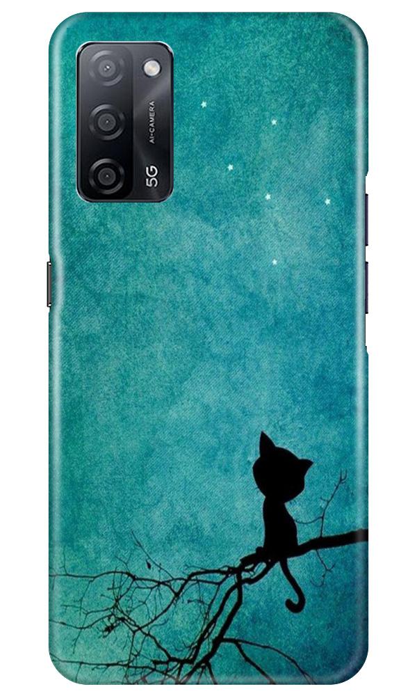 Moon cat Mobile Back Case for Oppo A53s 5G (Design - 70) Moon cat Case for Oppo A53s 5G