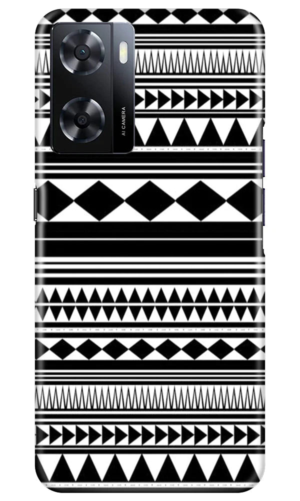 Black white Pattern Mobile Back Case for Oppo A57 2022 (Design - 5) Black white Pattern Case for Oppo A57 2022