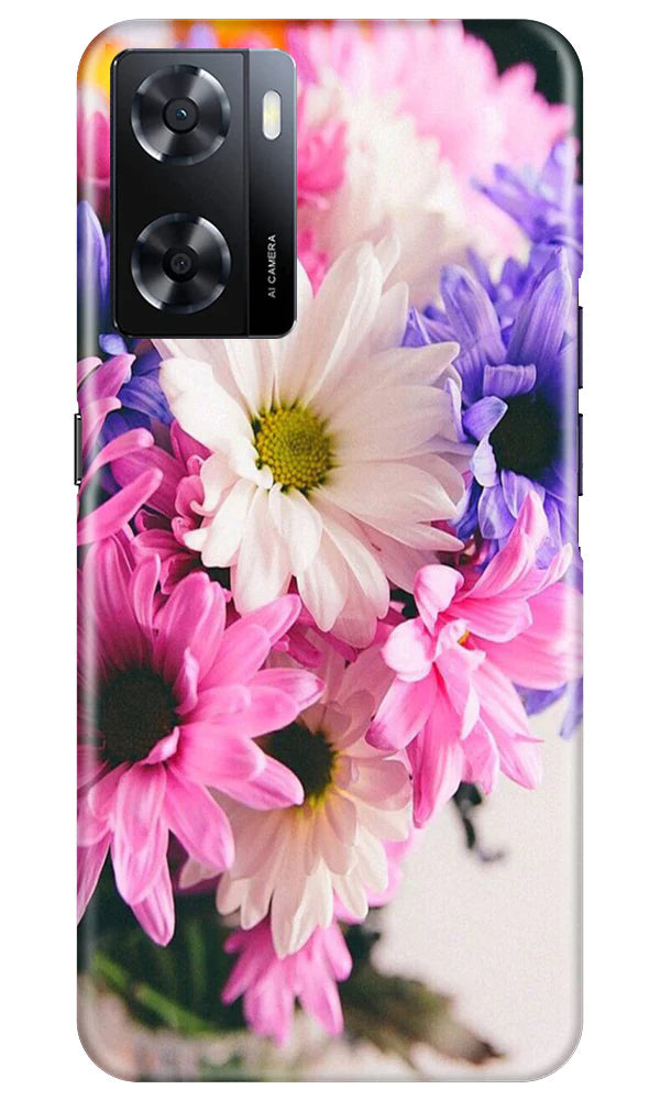Coloful Daisy Mobile Back Case for Oppo A57 2022 (Design - 73) Coloful Daisy Case for Oppo A57 2022