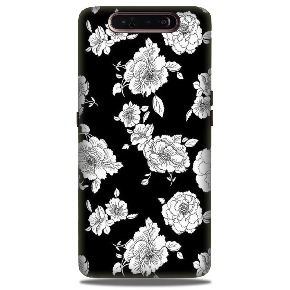White flowers Black Background Case for Samsung Galaxy A90 White flowers Black Background Case for Samsung Galaxy A90