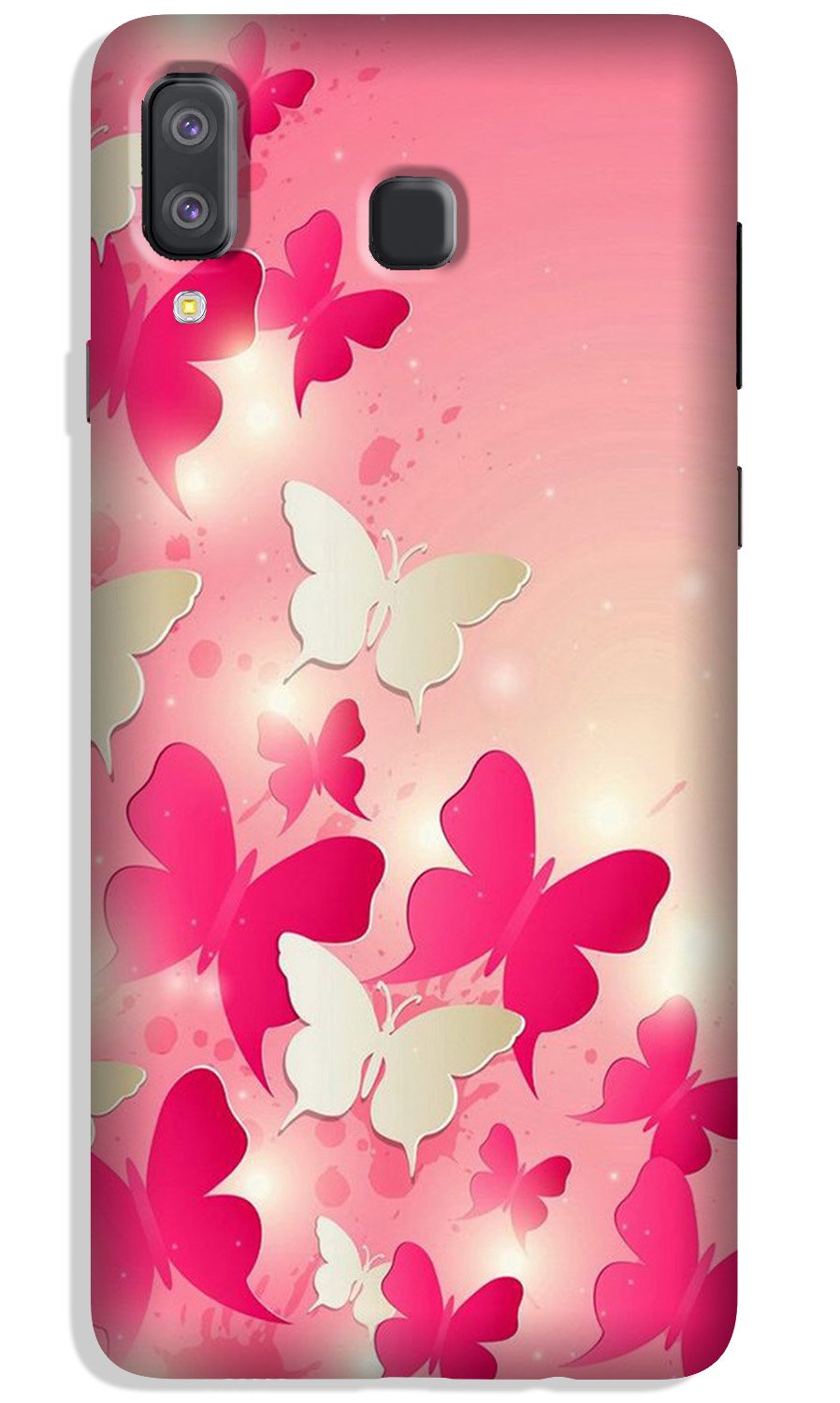 White Pick Butterflies Case for Galaxy A8 Star White Pick Butterflies Case for Galaxy A8 Star