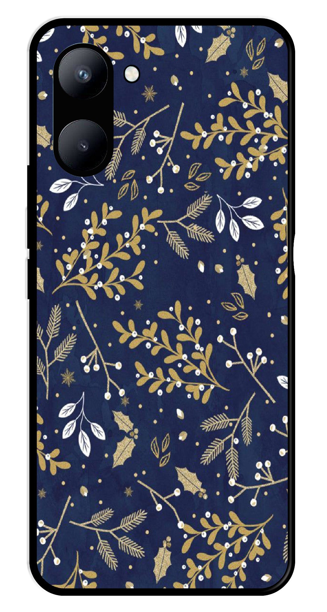 Floral Pattern Metal Mobile Case for Realme C33 (Design No -52)