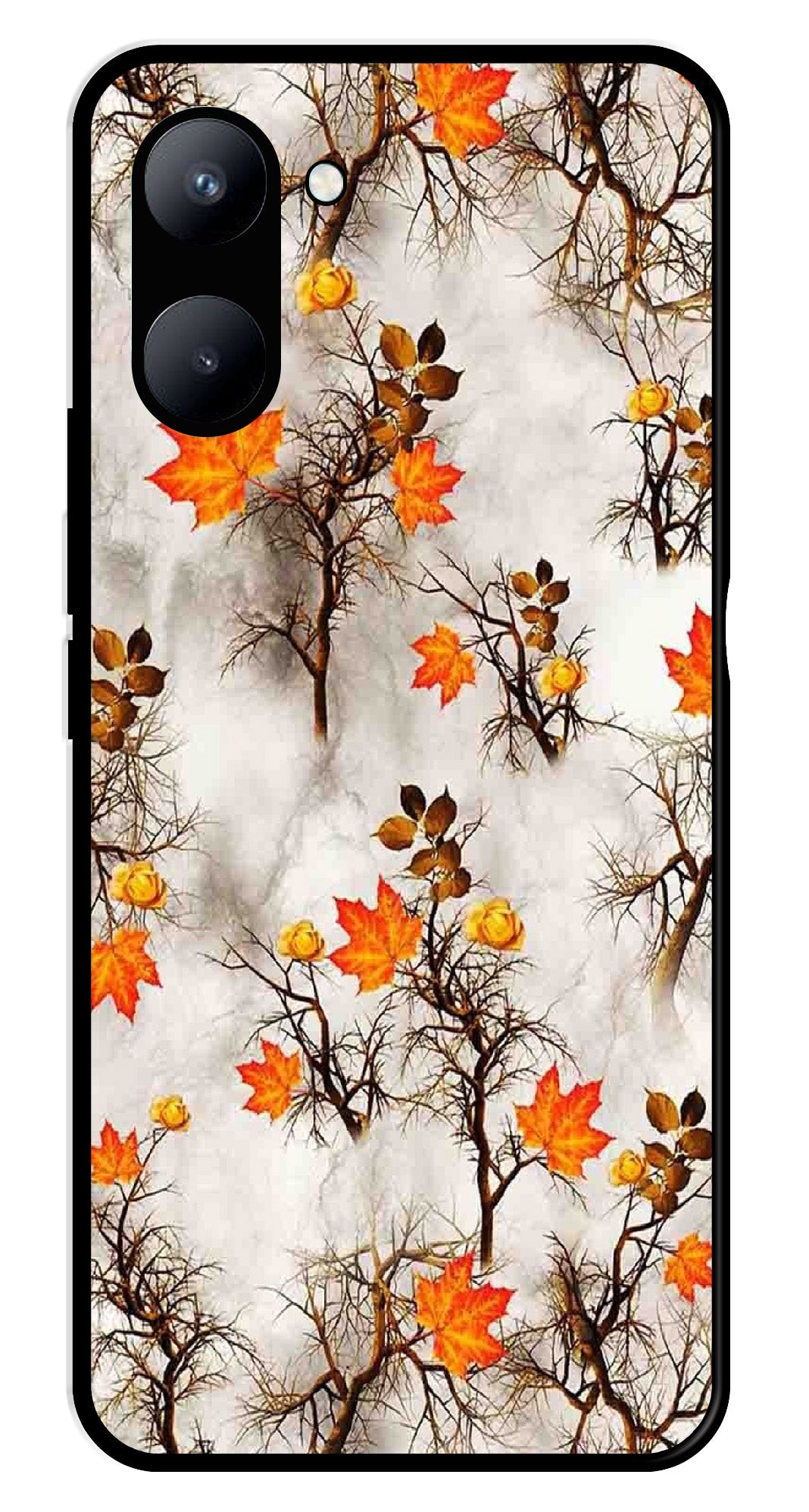 Autumn leaves Metal Mobile Case for Realme C33 (Design No -55)
