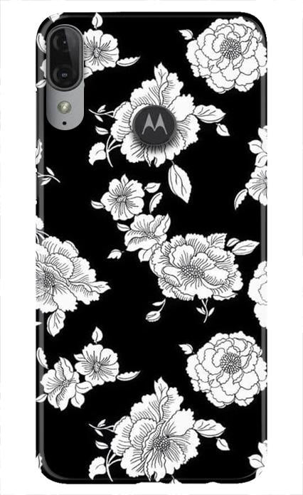 White flowers Black Background Mobile Back Case for Moto E6s (Design - 9) White flowers Black Background Case for Moto E6s