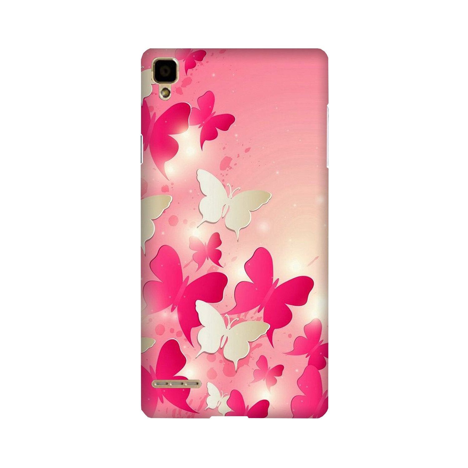 White Pick Butterflies Case for Oppo F1 White Pick Butterflies Case for Oppo F1