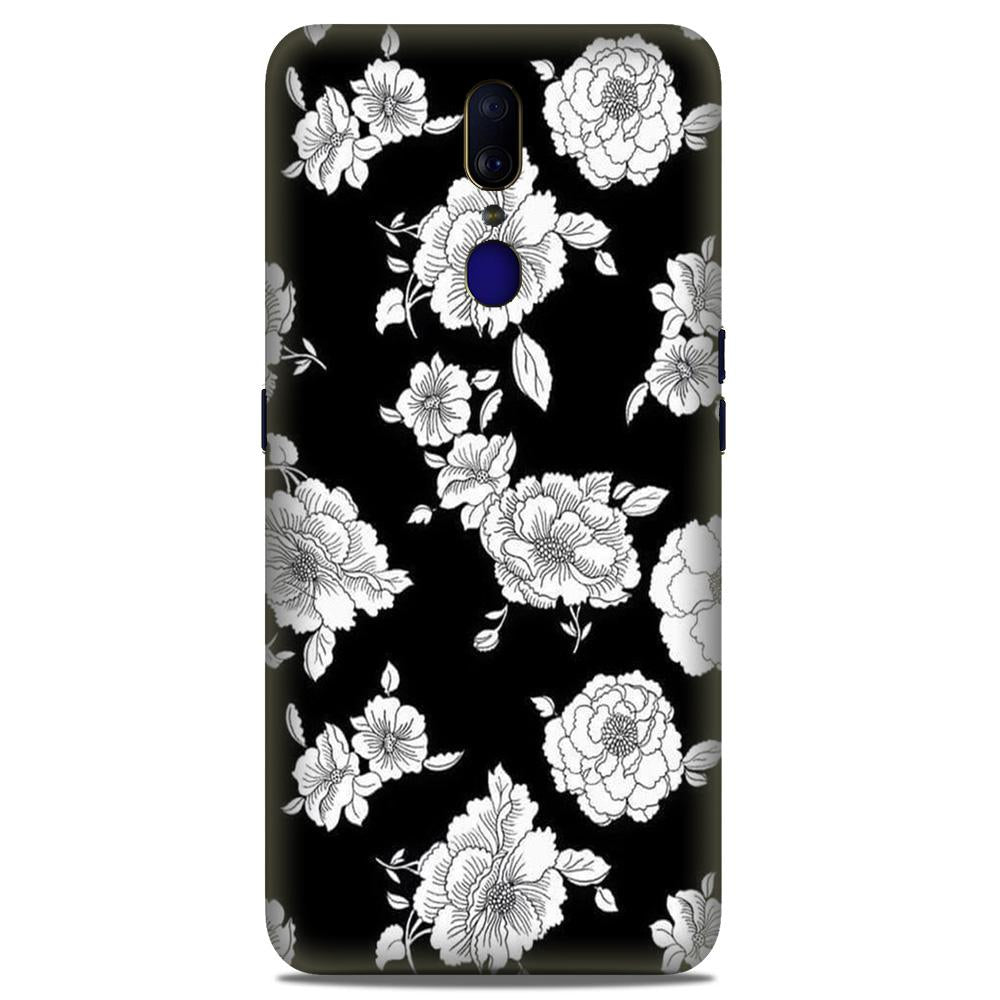 White flowers Black Background Case for Oppo F11 White flowers Black Background Case for Oppo F11