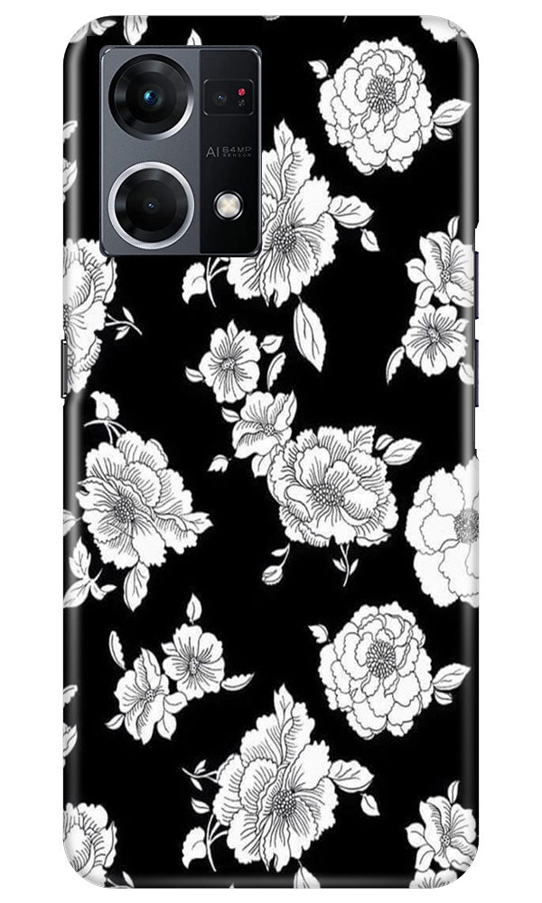 White flowers Black Background Mobile Back Case for Oppo F12 Pro (Design - 9) White flowers Black Background Case for Oppo F12 Pro
