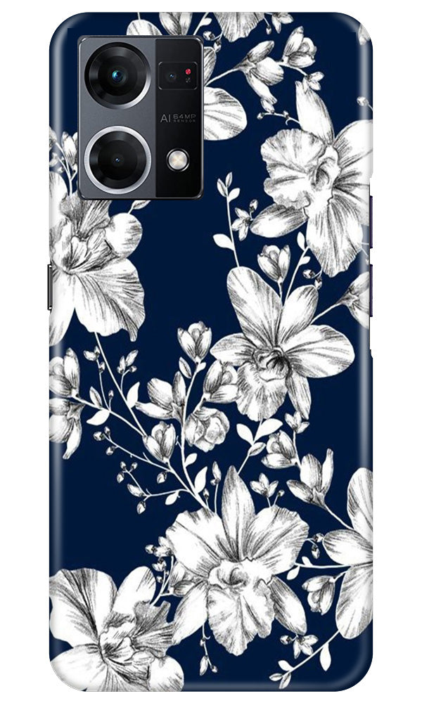 White flowers Blue Background Mobile Back Case for Oppo F12 Pro (Design - 14) White flowers Blue Background Case for Oppo F12 Pro