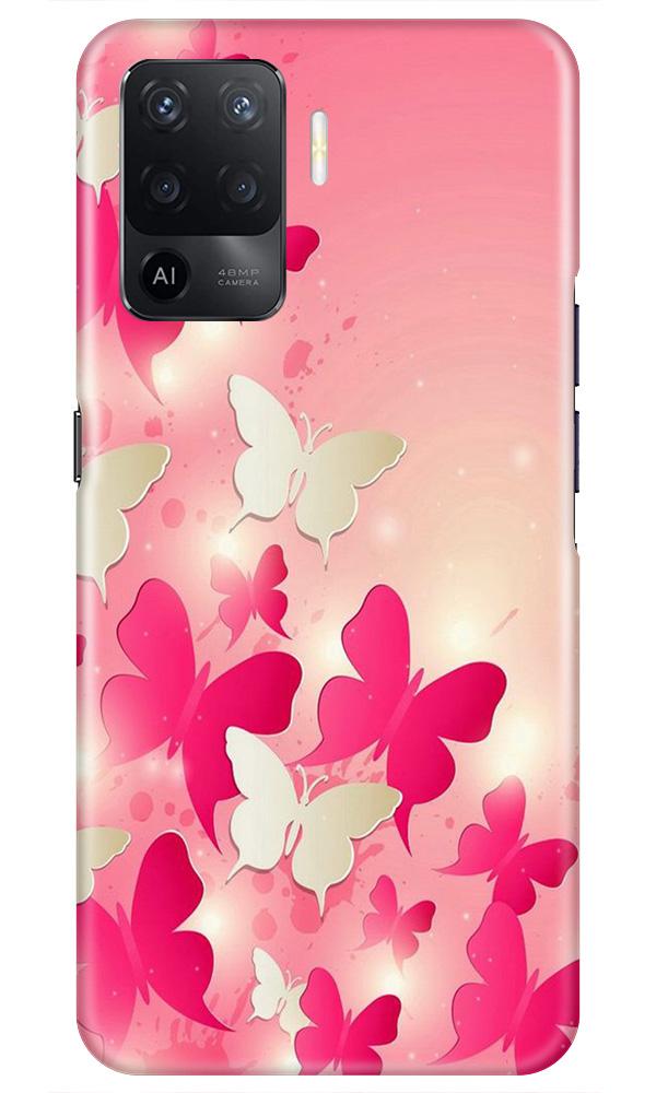 White Pick Butterflies Mobile Back Case for Oppo F19 Pro (Design - 28) White Pick Butterflies Case for Oppo F19 Pro