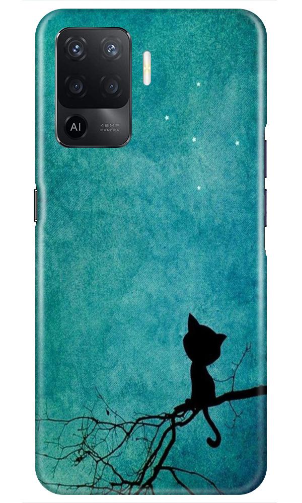 Moon cat Mobile Back Case for Oppo F19 Pro (Design - 70) Moon cat Case for Oppo F19 Pro