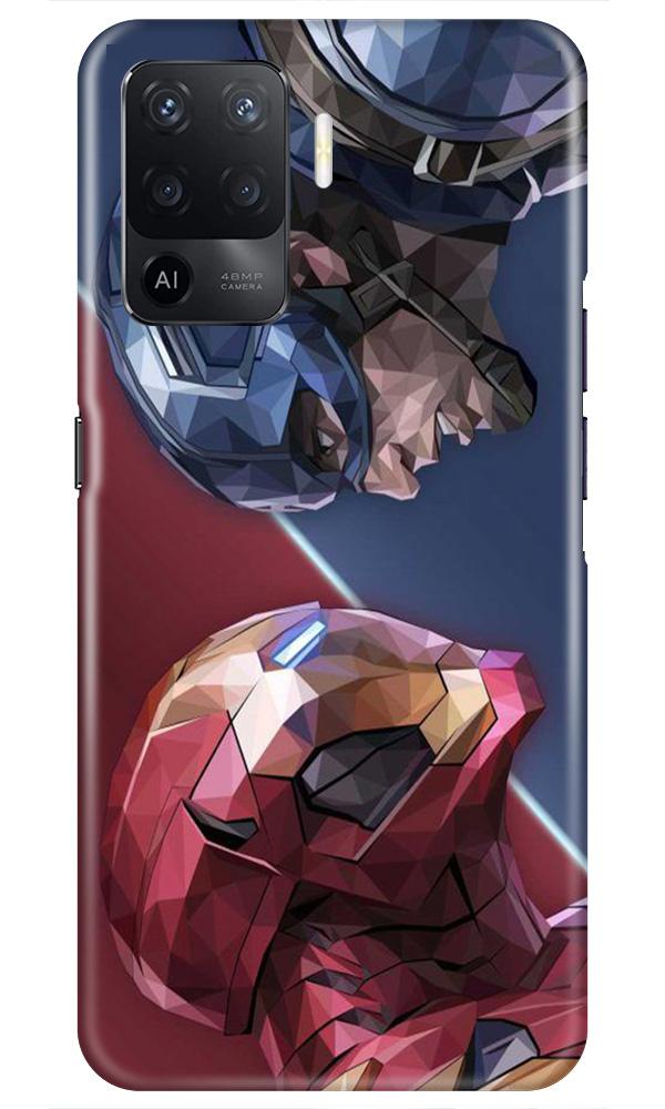 Ironman Captain America Mobile Back Case for Oppo F19 Pro (Design - 245) Ironman Captain America Case for Oppo F19 Pro (Design No. 245)