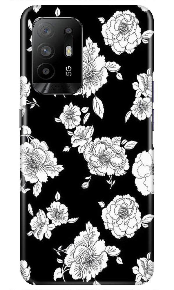White flowers Black Background Mobile Back Case for Oppo F19 Pro Plus (Design - 9) White flowers Black Background Case for Oppo F19 Pro Plus