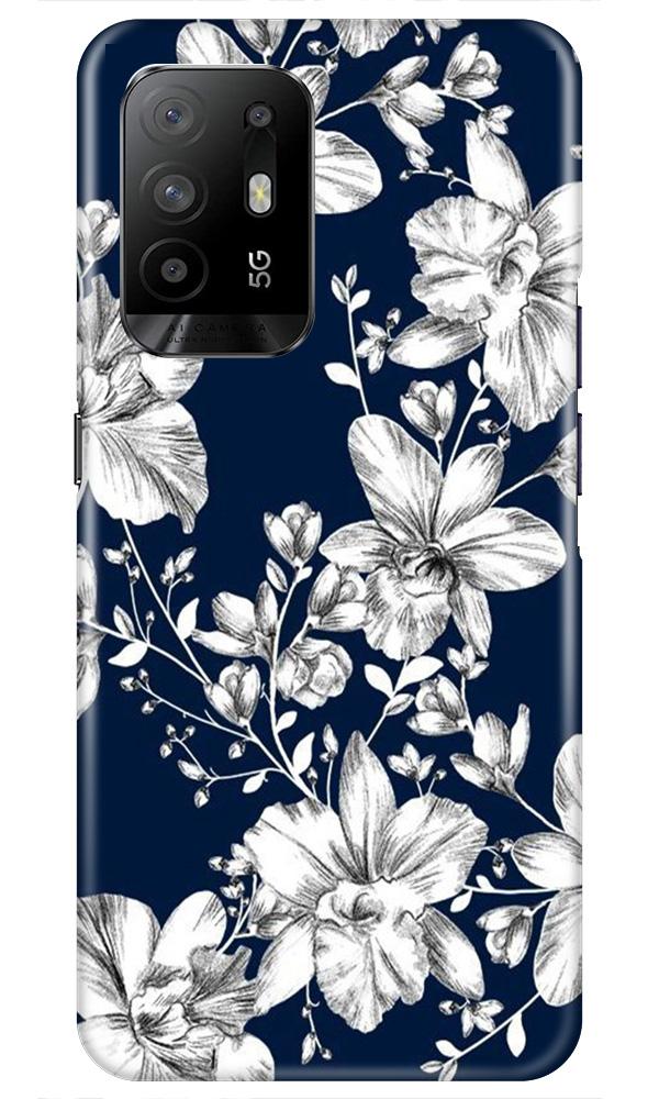White flowers Blue Background Mobile Back Case for Oppo F19 Pro Plus (Design - 14) White flowers Blue Background Case for Oppo F19 Pro Plus