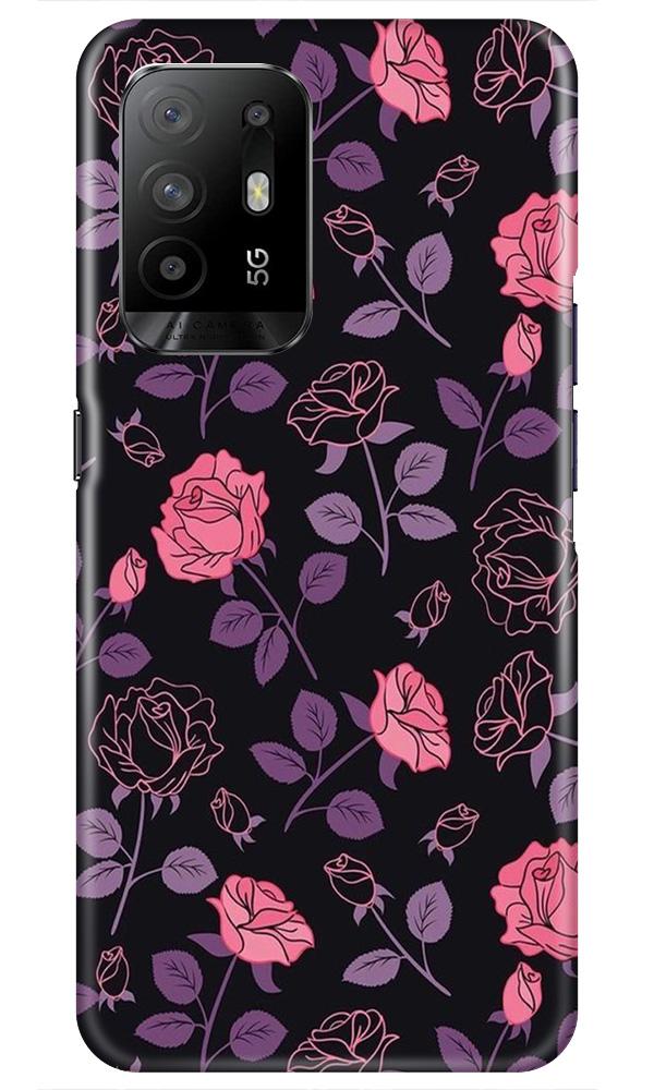Rose Black Background Mobile Back Case for Oppo F19 Pro Plus (Design - 27) Rose Black Background Case for Oppo F19 Pro Plus