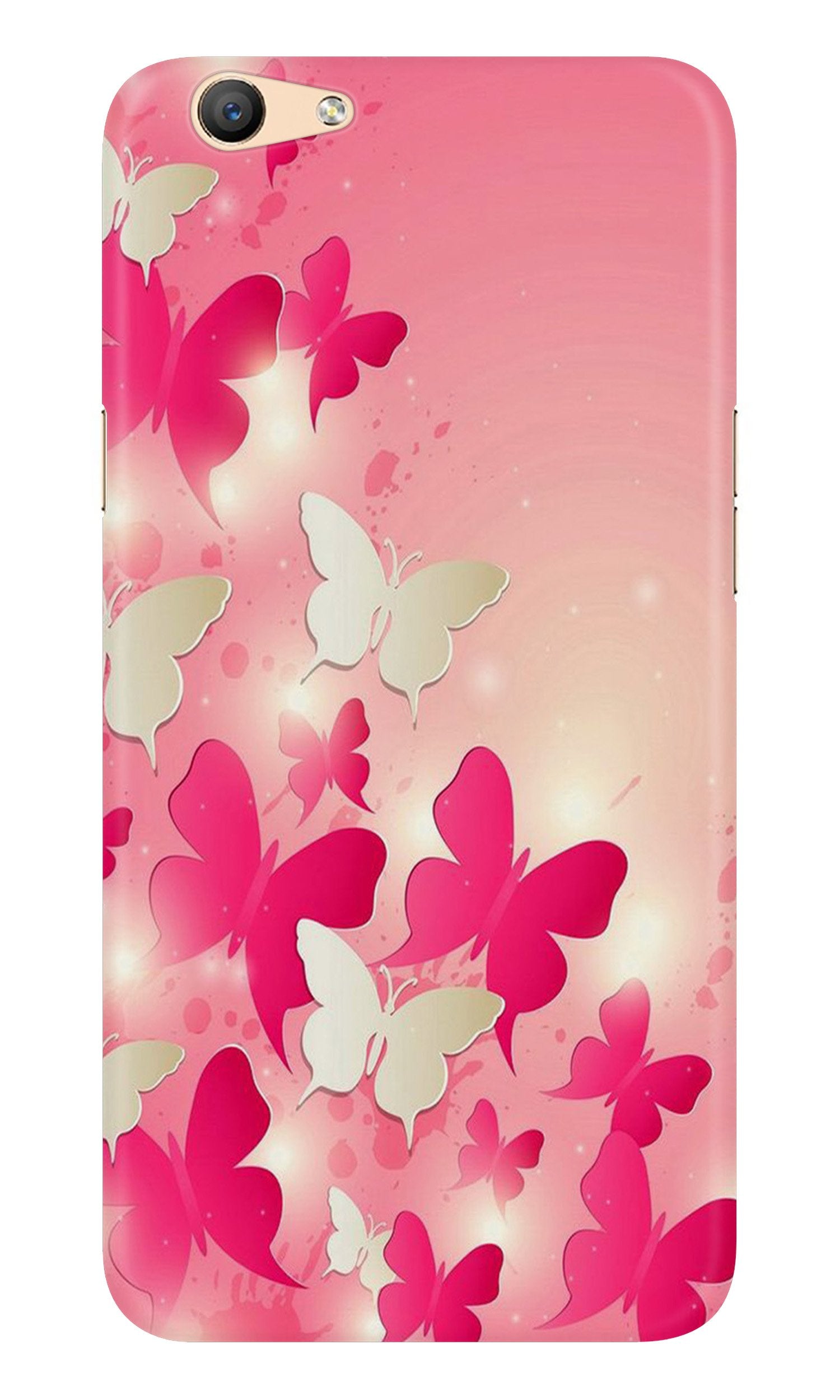 White Pick Butterflies Case for Oppo A57 White Pick Butterflies Case for Oppo A57