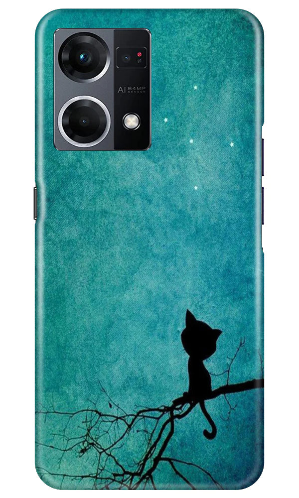 Moon cat Mobile Back Case for Oppo F21 Pro 4G (Design - 70) Moon cat Case for Oppo F21 Pro 4G