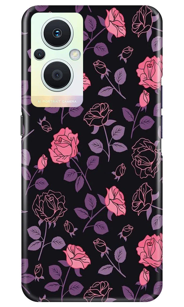 Rose Black Background Mobile Back Case for Oppo F21 Pro 5G (Design - 27) Rose Black Background Case for Oppo F21 Pro 5G
