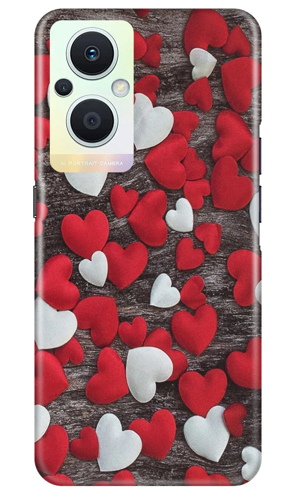 Red White Hearts Mobile Back Case for Oppo F21 Pro 5G (Design - 105) Red White Hearts Case for Oppo F21 Pro 5G (Design - 105)