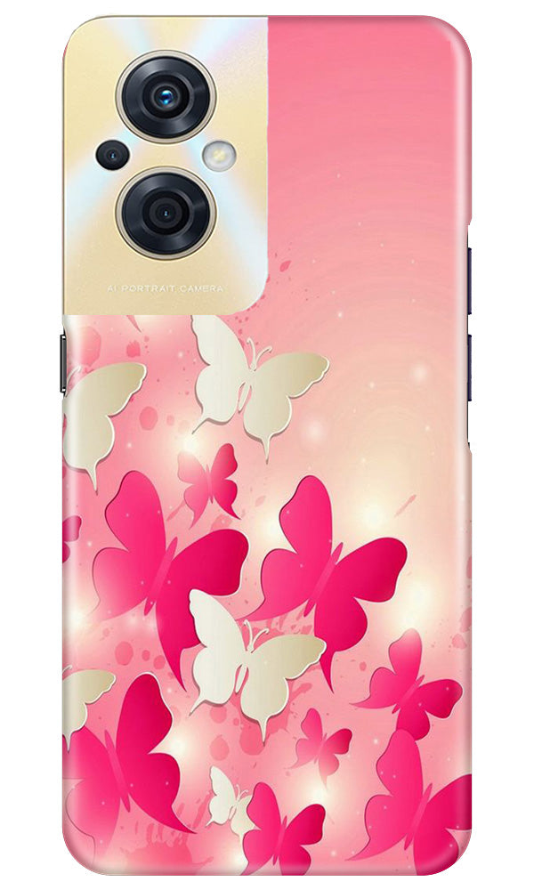 White Pick Butterflies Mobile Back Case for Oppo F21s Pro 5G (Design - 28) White Pick Butterflies Case for Oppo F21s Pro 5G