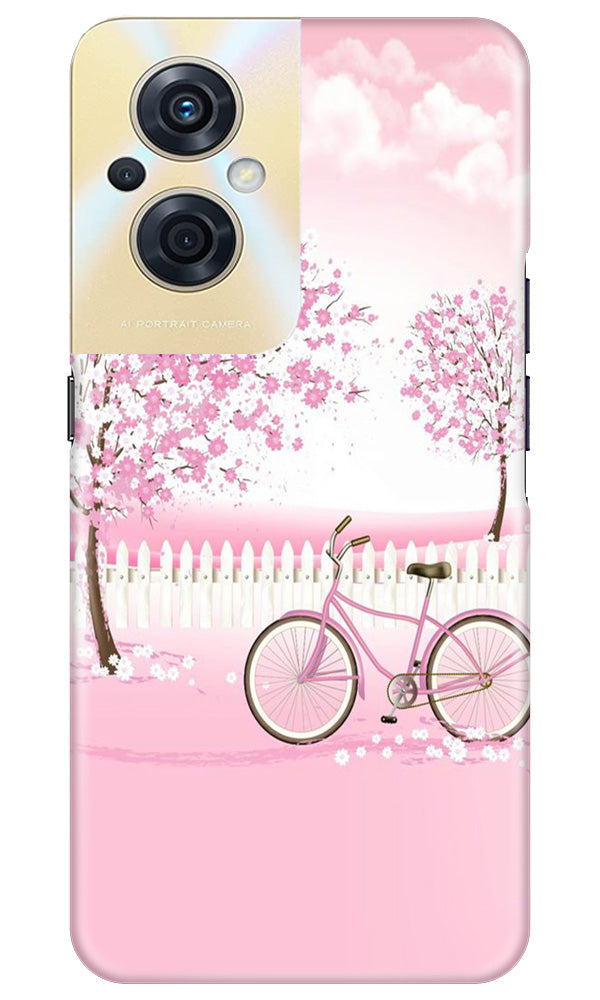 Pink Flowers Cycle Mobile Back Case for Oppo F21s Pro 5G (Design - 102) Pink Flowers Cycle Case for Oppo F21s Pro 5G (Design - 102)