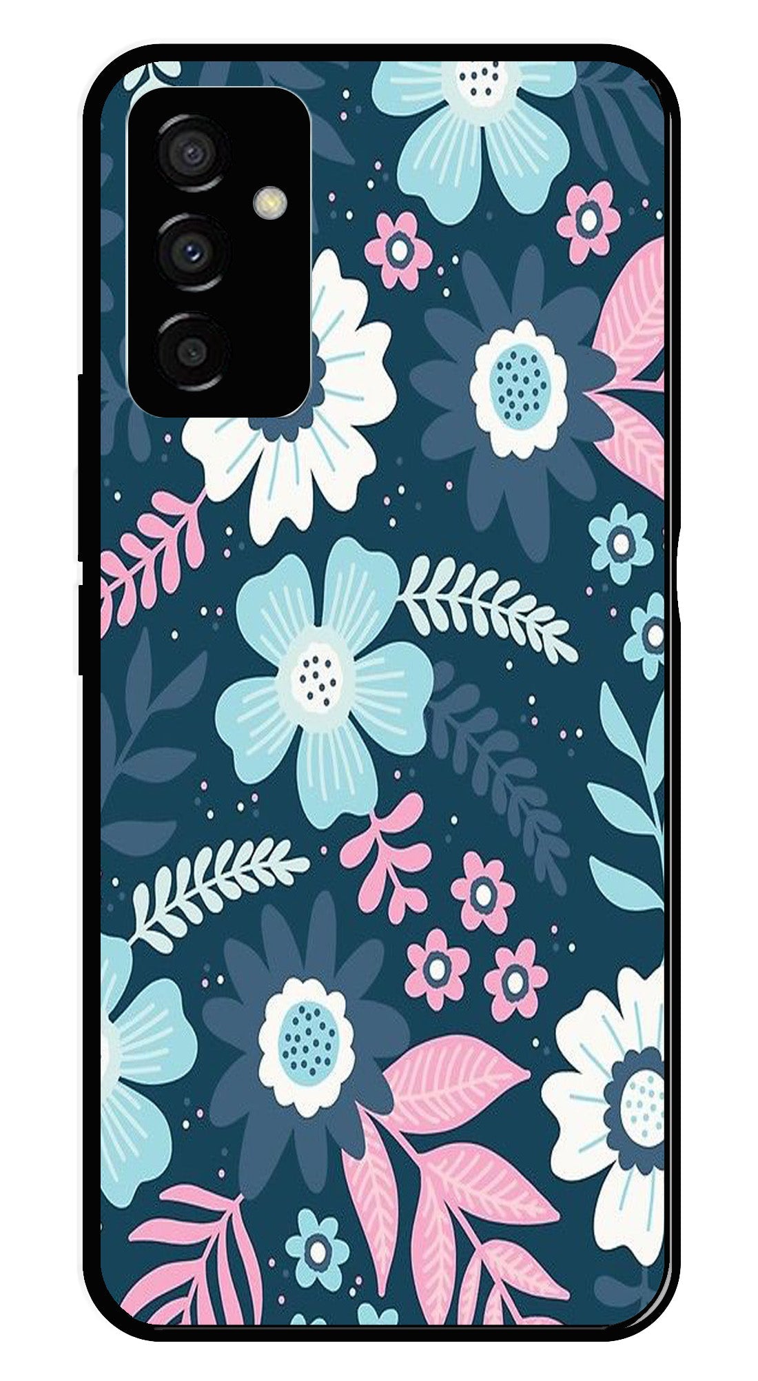 Flower Leaves Design Metal Mobile Case for Samsung Galaxy M23 Flower Leaves Design Metal Mobile Case for Samsung Galaxy M23 (Design No -50)