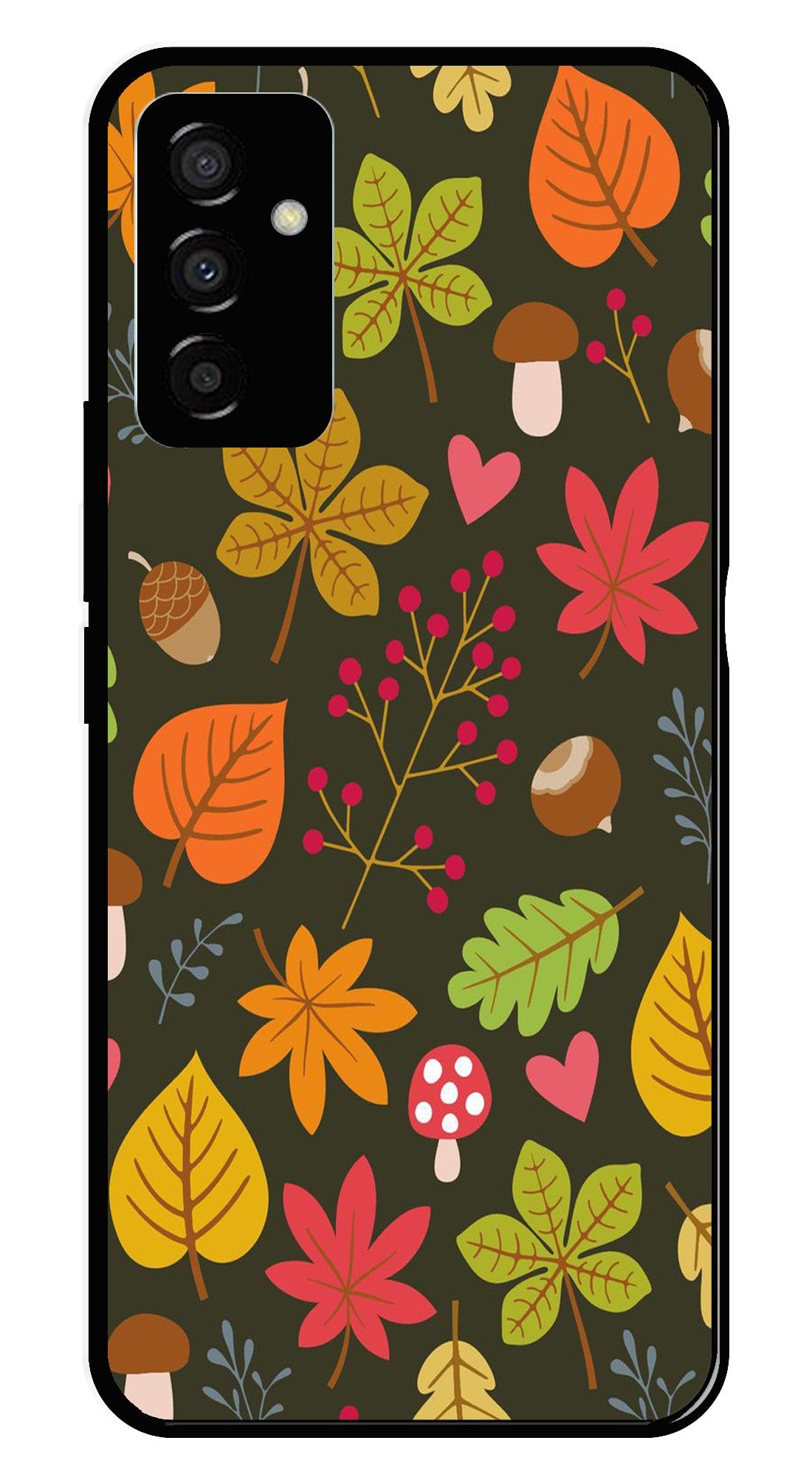 Leaves Design Metal Mobile Case for Samsung Galaxy M23 (Design No -51)