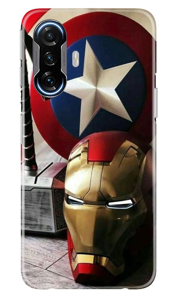 Ironman Captain America Mobile Back Case for Poco F3 GT 5G (Design - 254) Ironman Captain America Case for Poco F3 GT 5G (Design No. 254)