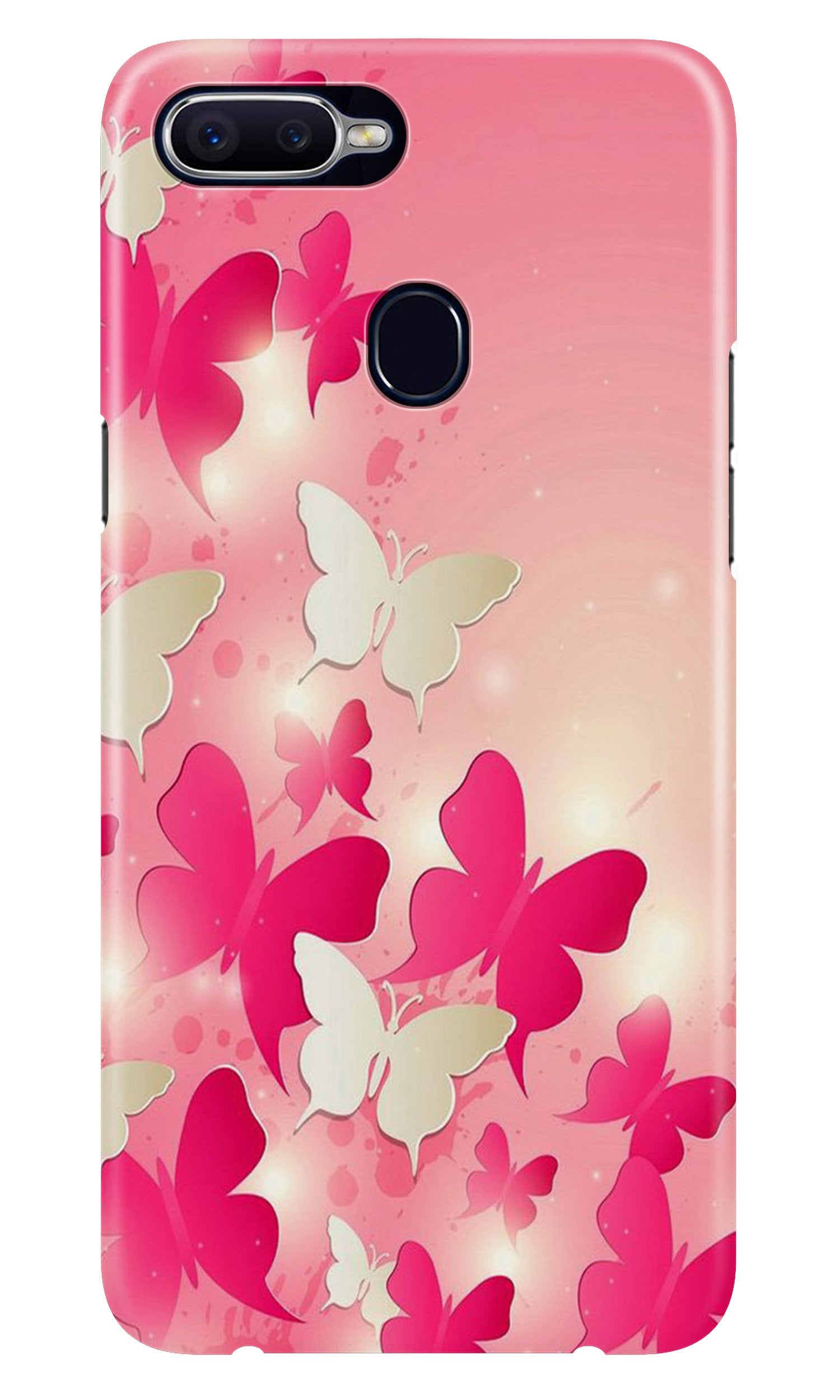 White Pick Butterflies Case for Realme 2 Pro White Pick Butterflies Case for Realme 2 Pro