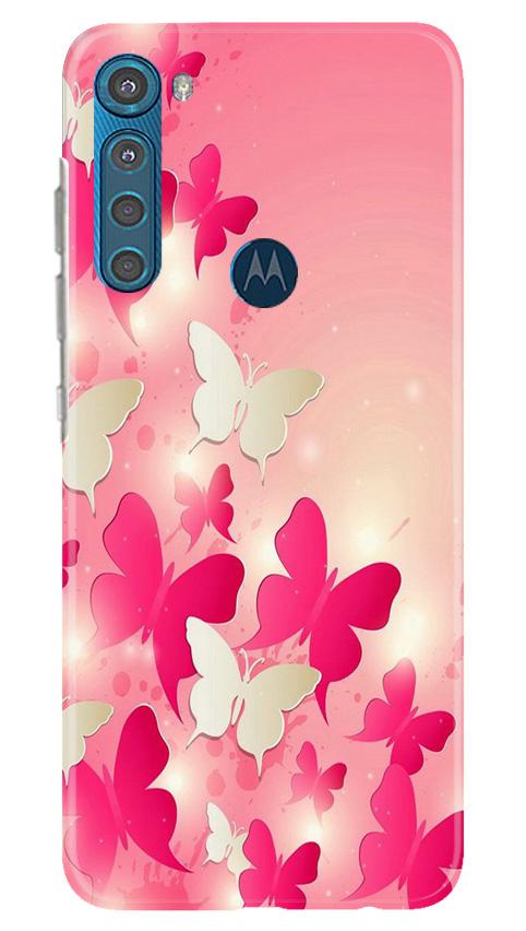 White Pick Butterflies Mobile Back Case for Moto One Fusion Plus (Design - 28) White Pick Butterflies Case for Moto One Fusion Plus