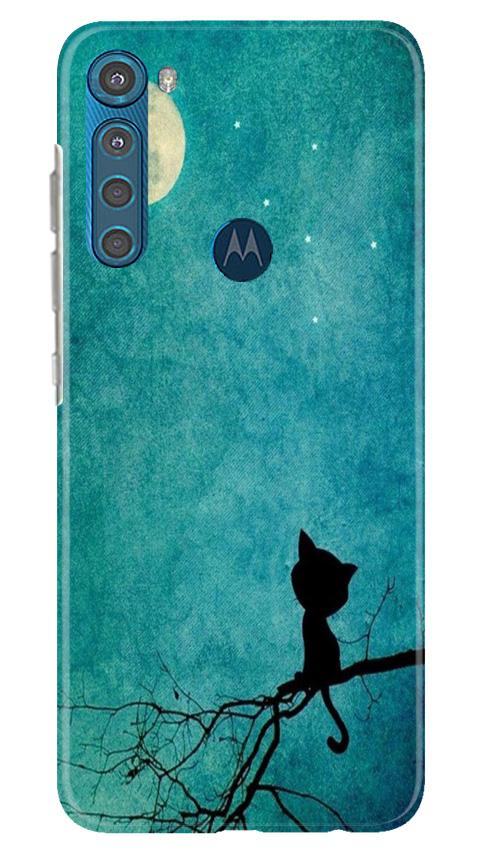 Moon cat Mobile Back Case for Moto One Fusion Plus (Design - 70) Moon cat Case for Moto One Fusion Plus