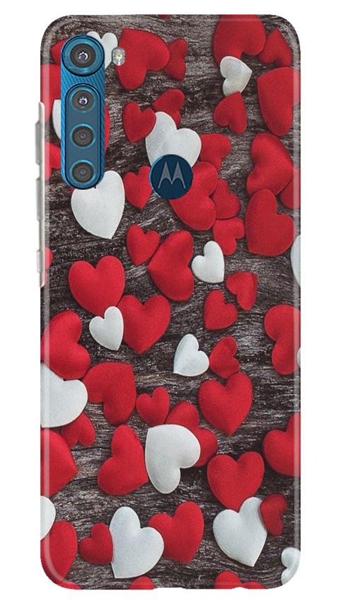 Red White Hearts Mobile Back Case for Moto One Fusion Plus (Design - 105) Red White Hearts Case for Moto One Fusion Plus (Design - 105)