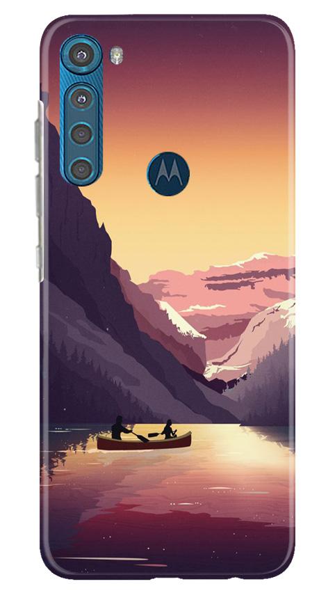 Mountains Boat Mobile Back Case for Moto One Fusion Plus (Design - 181) Mountains Boat Case for Moto One Fusion Plus (Design - 181)