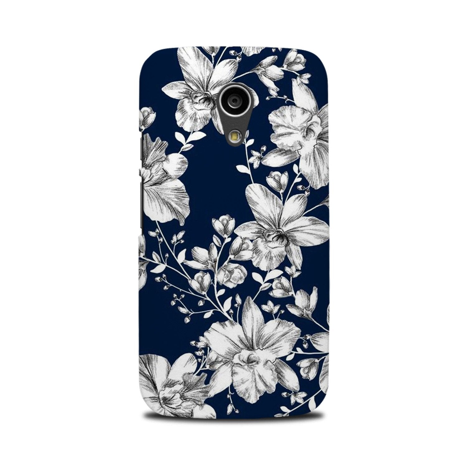 White flowers Blue Background Case for Moto G2 White flowers Blue Background Case for Moto G2