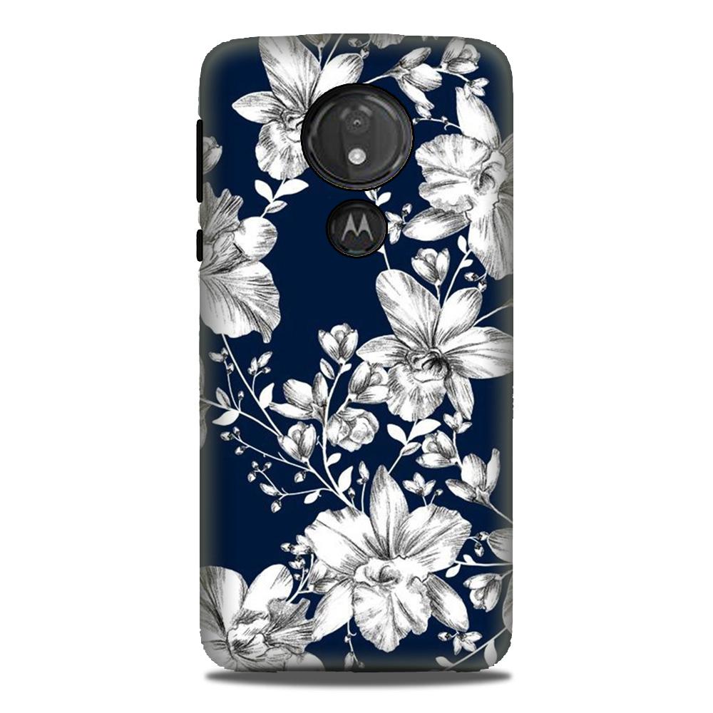 White flowers Blue Background Mobile Back Case for G7power (Design - 14) White flowers Blue Background Case for G7power