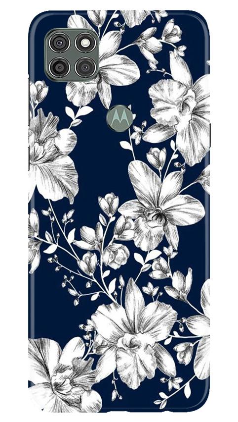 White flowers Blue Background Mobile Back Case for Moto G9 Power (Design - 14) White flowers Blue Background Case for Moto G9 Power