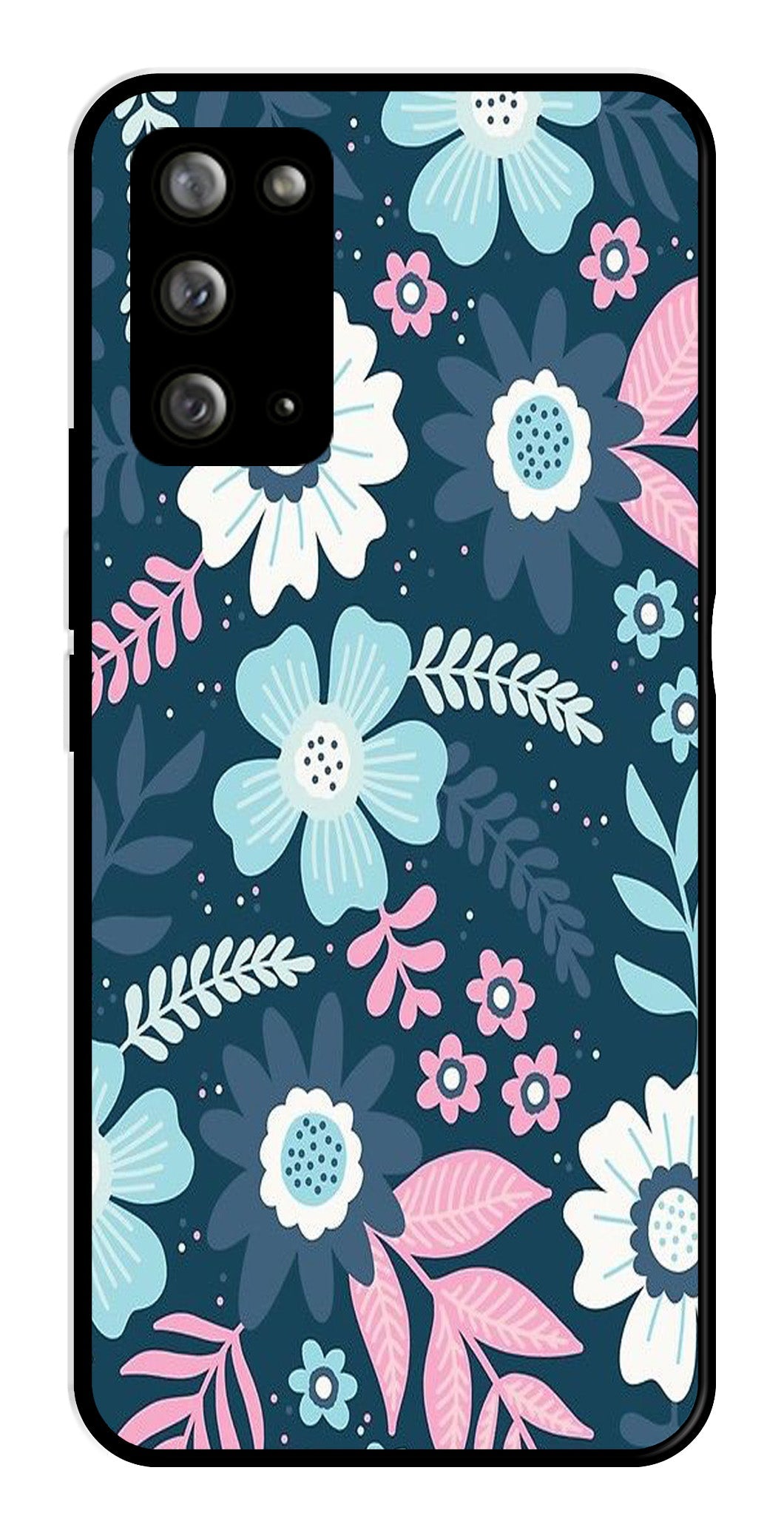 Flower Leaves Design Metal Mobile Case for Samsung Galaxy Note 20 (Design No -50)